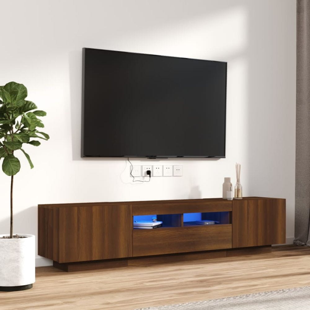 Vidaxl 2-dielna súprava TV skriniek s LED hnedý dub spracované drevo